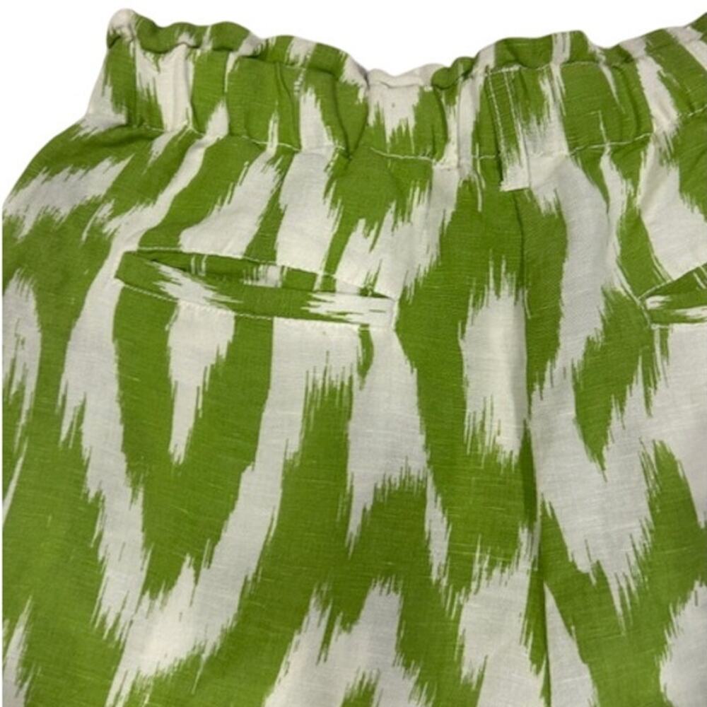 ANTHROPOLOGIE Women's Linen Shorts Shorts SMALL Green White Ikat Paperbag - Picture 8 of 10